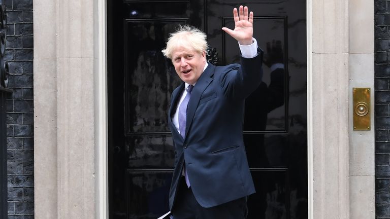 Prime Minister Boris Johnson arrives at 10 Downing Street, London