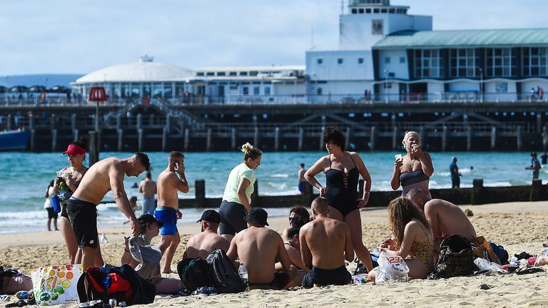 Bournemouth beach was full of sunbathers on Sunday 