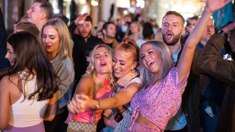 People gathered in London&#39;s West End over the weekend before the restrictions came into force