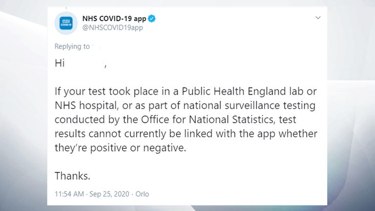 NHS reply tweet