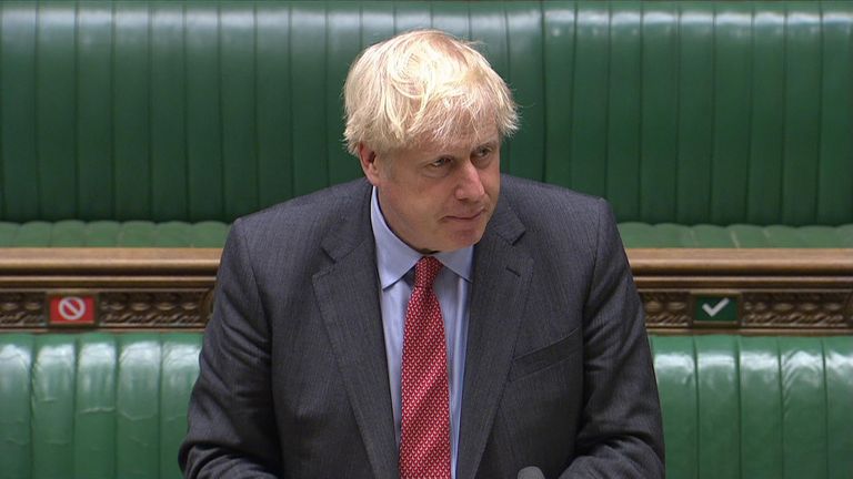 Boris Johnson speaks to parliament