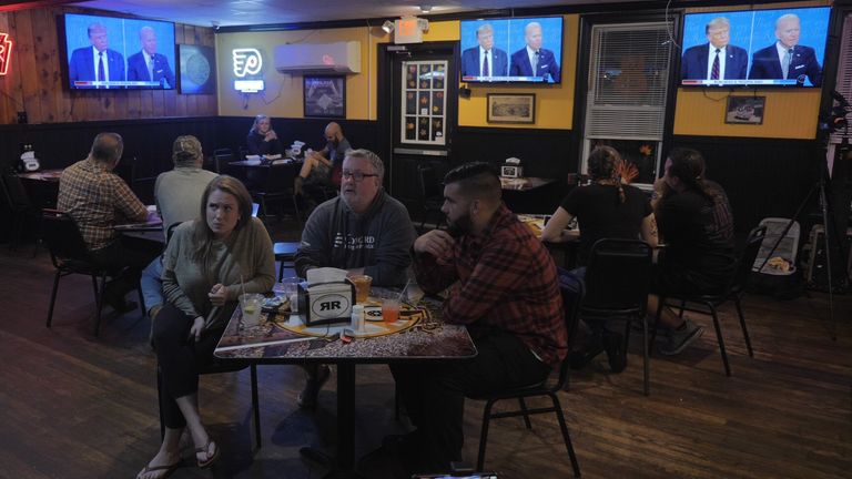 Viewers in Pennsylvania watch the presidential debate