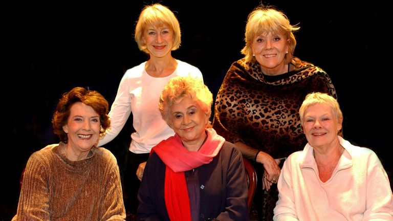 Pic: Judy Totton/Shutterstock

&#39;One Knight Only&#39; at the Theatre Royal Haymarket, London, Britain - 20 Mar 2005
Eileen Atkins, Helen Mirren, Joan Plowright, Diana Rigg and Judi Dench

20 Mar 2005