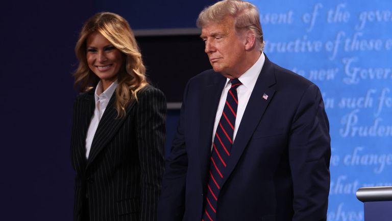 Donald Trump and first lady Melania Trump on stage