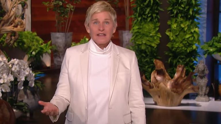 Ellen DeGeneres has apologised for behaviour of staff on set as her show returns. Pic: The Ellen Show/ YouTube