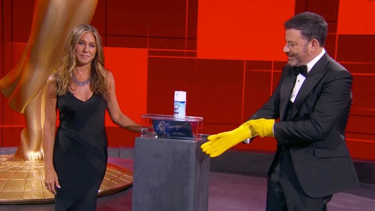 Coronavirus Was Mentioned Multiple Times: Host Jimmy Kimmel With Emmy Nominee Jennifer Aniston