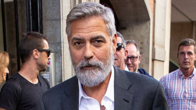 
MADRID, SPAIN - SEPTEMBER 24: Actor George Clooney is seen leaving the set filming of &#39;Nespresso&#39; TV spot on September 24, 2019 in Madrid, Spain. (Photo by Paolo Blocco/GC Images)