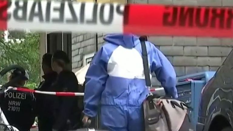 Forensics teams at the scene at the discovery of dead children in Germany