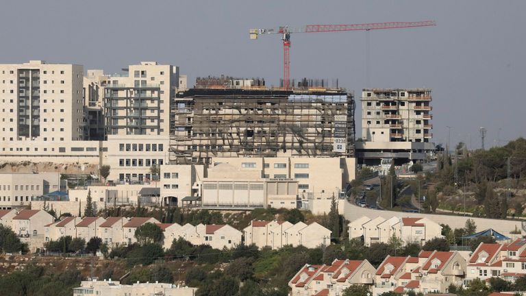 Building work at an Israeli settlement in the West Bank