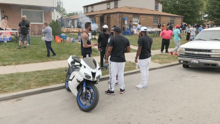 Neighbours on the street Jacob Blake was shot held a party during Mr Trump&#39;s visit 