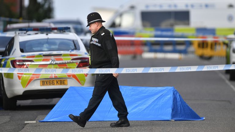 A forensic tent on Irving Street in Birmingham - one of a number erected after a series of knife attacks overnight