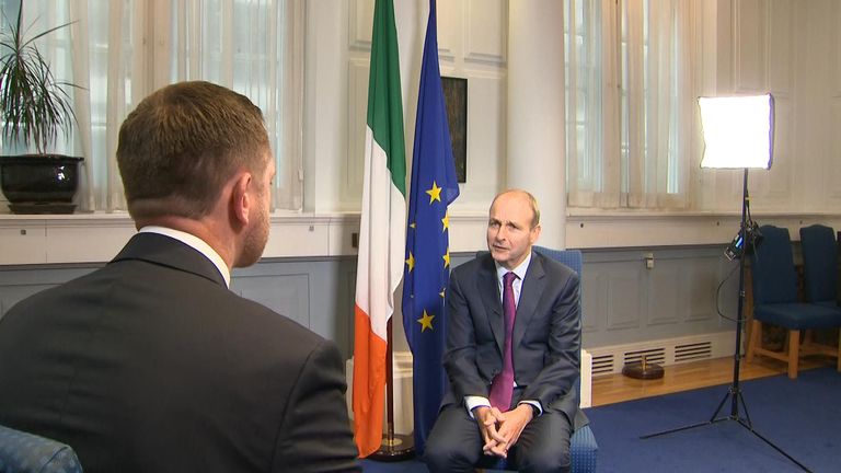 Irish Prime Minister Micheal Martin speaks with Sky&#39;s Ireland Correspondent Stephen Murphy