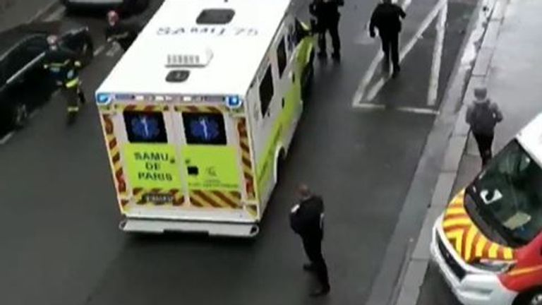 Emergency services on the streets of Paris following stabbings