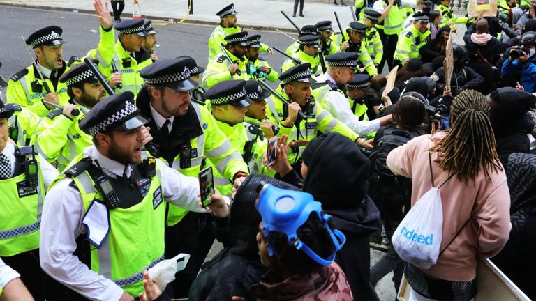 Police and BLM protesters clash in London