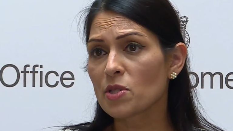 Priti Patel reacts to news that a police officer has been shot dead in Croydon
