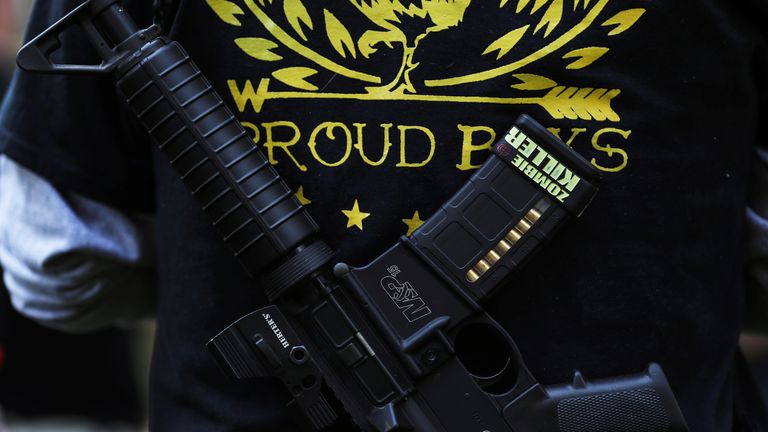 Weapons are a common feature of Proud Boys gatherings