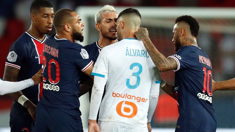 PSG and Marseillle players clashed during the match