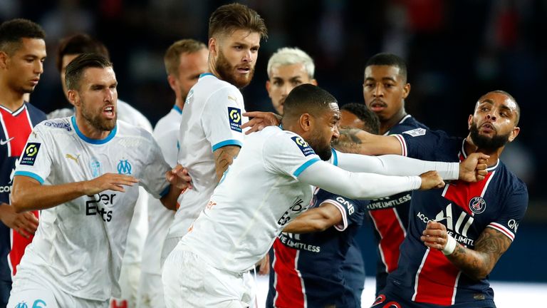 PSG and Marseillle players clashed during the match