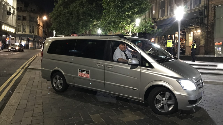 Taxi driver Richard Bradley in a near-empty Bigg Market 