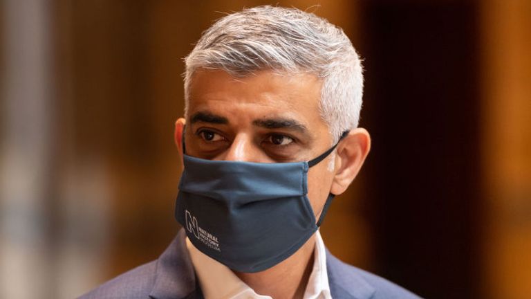 Sadiq Khan, pictured here at the National History Museum last month, has criticised the government over its contact tracing app