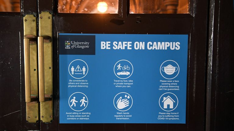 124 students test positive at Glasgow University, with those on campus self-isolating. 