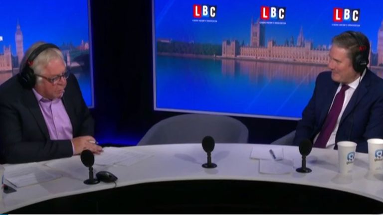 Sir Keir Starmer takes part in an LBC Radio show