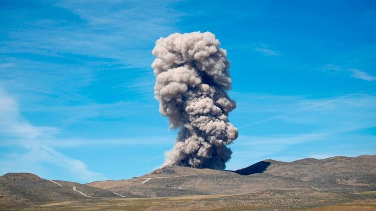 A large cloud of smoke rose into the sky during the test in Promontory, Utah 