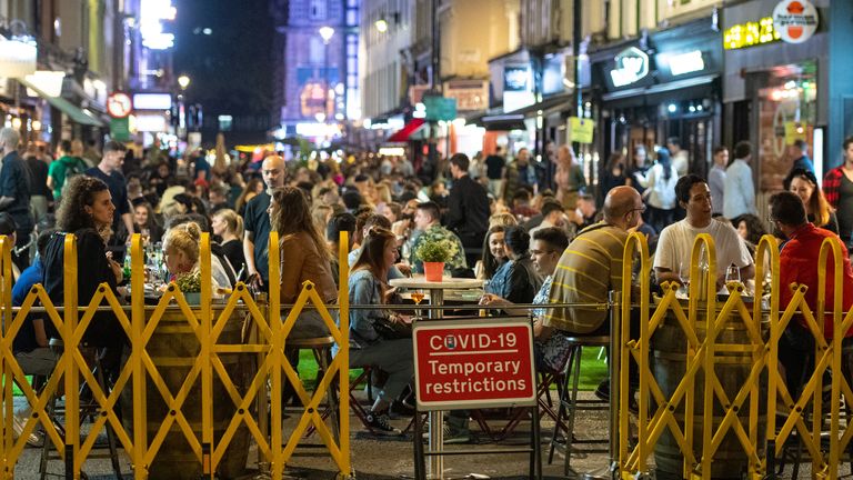 People enjoying a night out in Soho