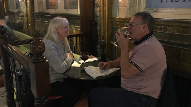Trisha and Tom Means in the Portofino restaurant 