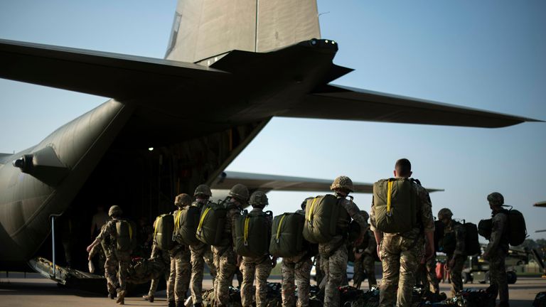 Hundreds of British paratroopers have jumped into Ukraine, alongside soldiers from the Army’s elite Pathfinder unit, for an exercise close to the border with Crimea. Supplied by Ministry of Defence