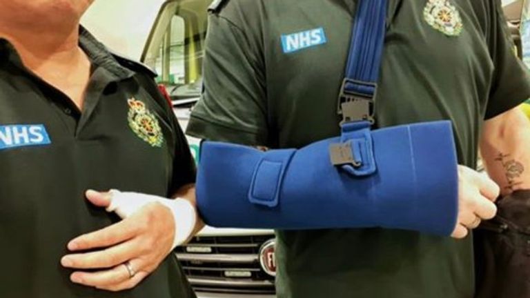 Two ambulance workers were injured last month after being attacked.  Pic: West Midlands Ambulance Service