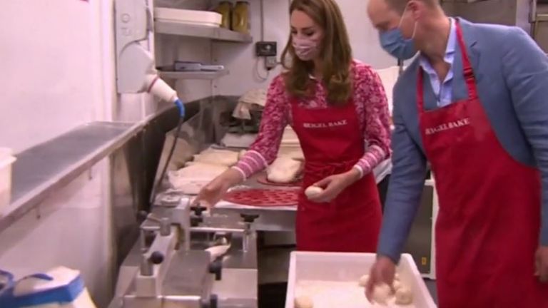 Duke and Duchess of Cambridge make bagels