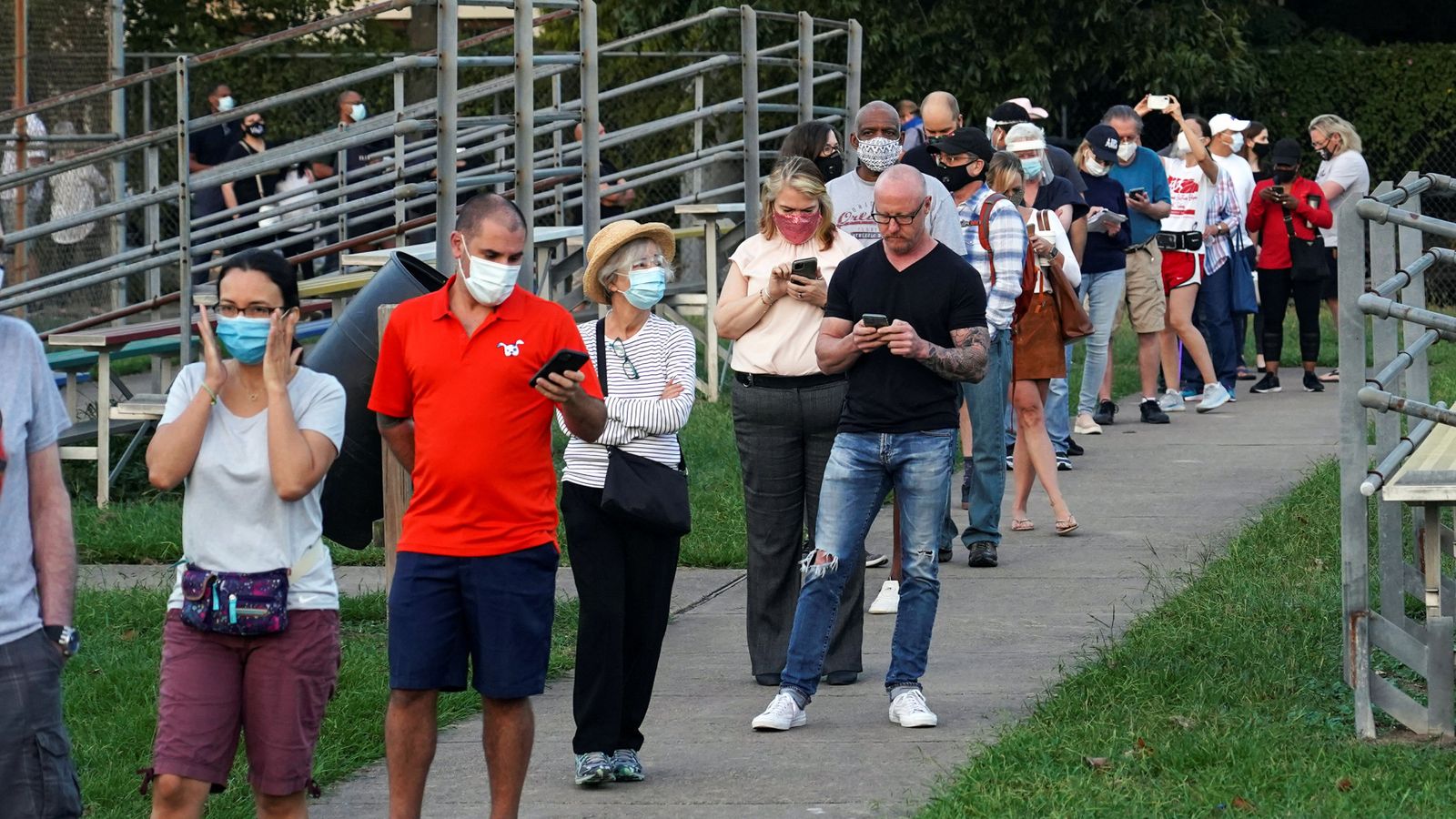 Us Election 2020 Record Numbers Head To Polls As Early Voting Begins