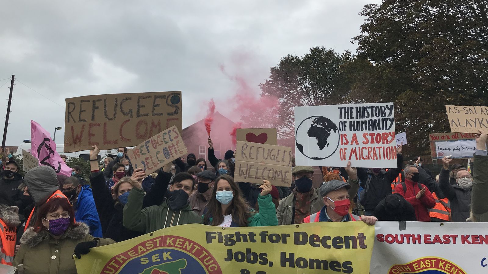 Migrant crisis Supporters gather in Kent to new arrivals as