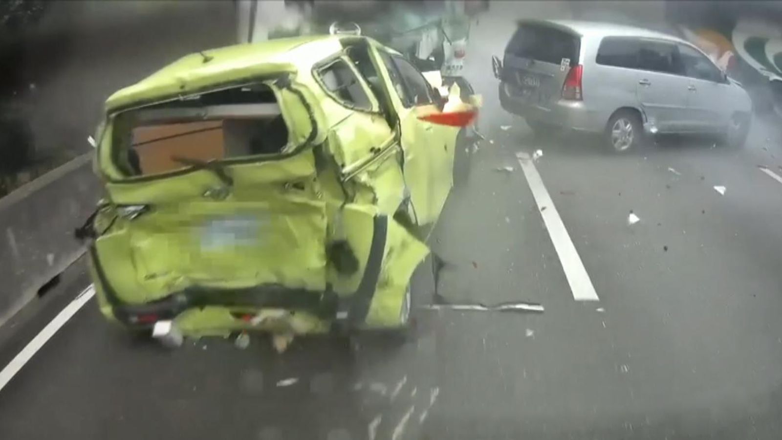 Taiwan Ten cars pile up in dramatic crash World News