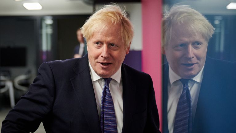 Prime Minister Boris Johnson during a visit to the headquarters of Octopus Energy in London.