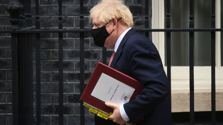 Prime Minister Boris Johnson leaves 10 Downing Street to attend Prime Minister&#39;s Questions, at the Houses of Parliament, London.