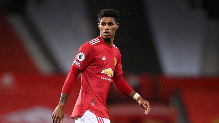 Manchester United's Marcus Rashford during the Premier League match at Old Trafford, Manchester.