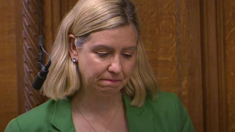Andrea Jenkyns speaks in the House of Commons moments after hearing of the death of a friend