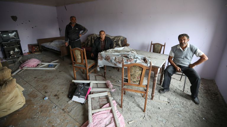 This family&#39;s home in Garagoyunlu, Azerbaijan was hit by shelling