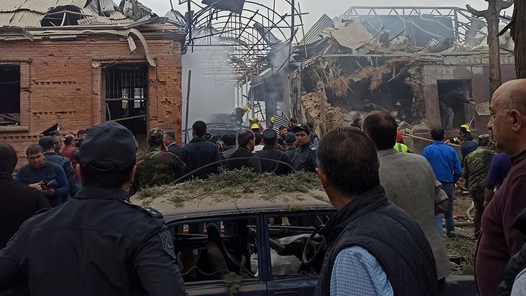 A building in the city of Ganja was hit by shelling