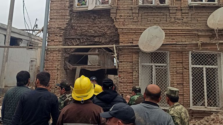 This building in Ganja had its windows blown out by the shelling