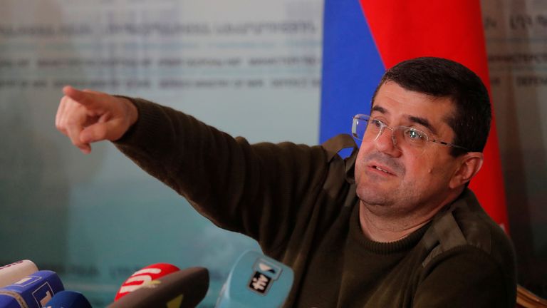 Arayik Harutyunyan, leader of Nagorno-Karabakh, said the situation was relatively calm on Sunday morning