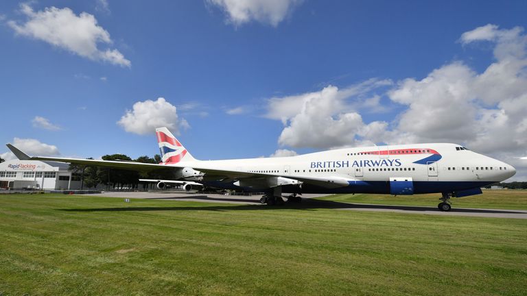 A British Airways Boeing 747 aircraft which first flew on the 18/09/1997, parked with its engines removed at Cotswold Airport, which is the home of Air Salvage international who dismantle end-of-life aircraft. The airline is to retire its fleet of Boeing 747s with immediate effect.
