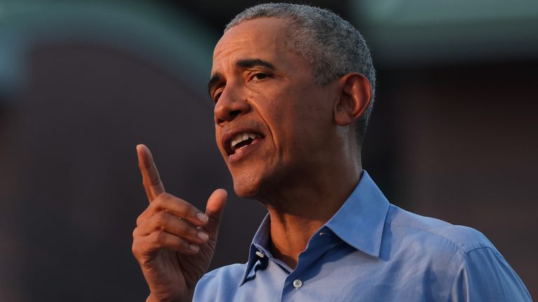 Barack Obama spoke at a drive-in rally for Joe Biden