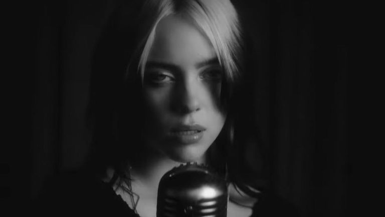 Billie Eilish in the video for No Time To Die