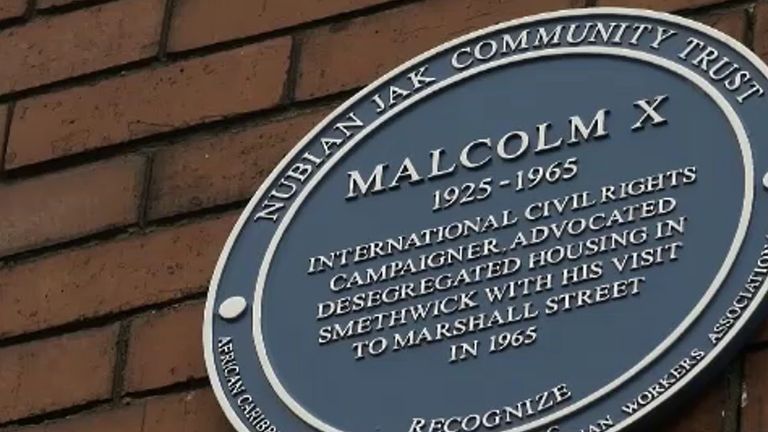 A plaque marks Malcolm X&#39;s visit to Marshall Street