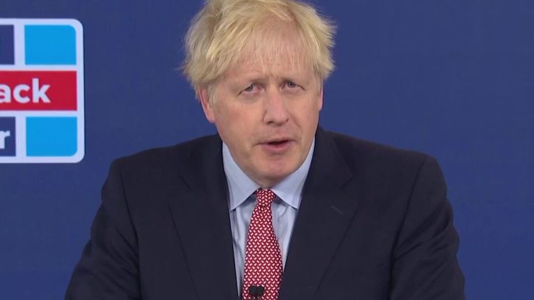 Boris Johnson addresses the Conservative Party conference 