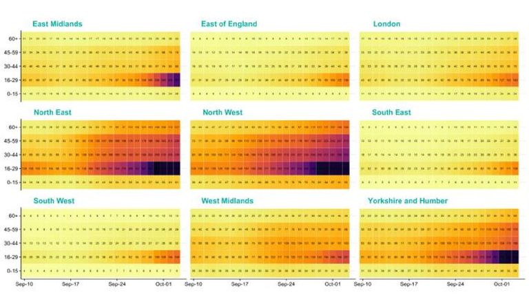 Coronavirus age group heat map