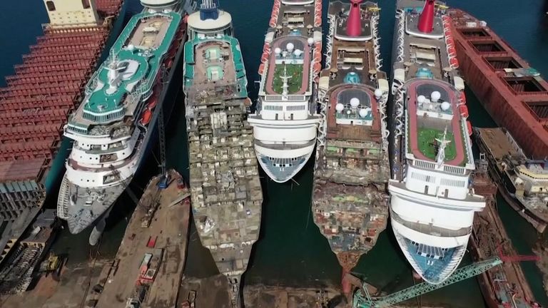 Coronavirus: Ship-breakers booming during pandemic | World News | Sky News